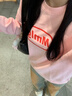 MMLG 87mm 純棉圓領(lǐng)衛(wèi)衣女男秋季新款寬松百搭韓系經(jīng)典套頭上衣外套 粉色 S 曬單實(shí)拍圖