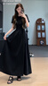 GARNUO法式赫本風(fēng)黑色連衣裙子女夏季2025新款高級(jí)感禮服裙氣質(zhì)收腰長裙 黑色【短袖長款】 M 【101-110斤】 曬單實(shí)拍圖