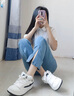 Tinmuu天牧經(jīng)典男女時(shí)尚高顏值情侶百搭閃電小白鞋面包鞋增高低幫板鞋 鳴爍白 單層 39 曬單實(shí)拍圖