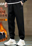 特步（XTEP）加絨運動(dòng)褲男褲秋冬季加厚保暖束腳長(cháng)褲黑色顯瘦褲子男士直筒衛褲 正黑色【加絨束腳款】 XL (180) 曬單實(shí)拍圖