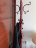 英環(huán)歐式實(shí)木衣帽架 掛衣架落地臥室家用立式掛衣桿辦公室掛衣服架子 加高如意雙鉤-紅色圓盤(pán) 曬單實(shí)拍圖