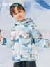 雪中飞童装儿童轻薄羽绒服男童新款中大童女童薄款外套冬 蓝色几何 120cm 实拍图