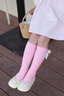 季米塔（Jimita）兒童襪子春秋薄款純棉女童中筒襪韓系可愛(ài)糖果色女寶寶長(cháng)筒襪春季 公主粉（1雙裝） 均碼 無(wú)跟（襪長(cháng)約32cm） 曬單實(shí)拍圖