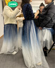 普戈斯大合唱演出服女長裙修身紅歌比賽合唱團表演服朗誦指揮伴娘晚禮服 藏青色【學生表演服】 S 曬單實拍圖