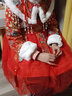 A 21 FUNB漢服女童冬季女寶蛇年拜年服新年童裝女連衣裙兒童過(guò)年喜慶唐裝 2217紅色【無(wú)云肩】 +紅色發(fā) 加絨 140 適合體重【52-63】斤 曬單實(shí)拍圖