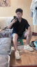 英克斯（inxx）APYD基礎(chǔ)簡約純色短袖襯衫男女同款夏新品上衣APE2040681 黑色 S 曬單實(shí)拍圖