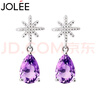 JOLEE耳釘天然紫水晶925銀時(shí)尚簡(jiǎn)約氣質(zhì)款百搭耳環(huán)飾品送女生節(jié)日禮物 曬單實(shí)拍圖