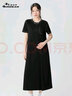 深呼吸DEEP BREATH女裝明線(xiàn)寬松休閑圓領(lǐng)小口袋短袖連衣裙A500405 黑 M (3) 曬單實(shí)拍圖
