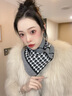 三角圍脖女秋冬季新款針織圍巾護頸保暖防風(fēng)寒假領(lǐng)百搭高級感領(lǐng)巾 黑色千鳥(niǎo)格【針織-套頭圍脖】 曬單實(shí)拍圖