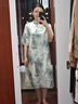 clotho Rennie品牌女裝雪紡連衣裙女2025夏季新款時(shí)尚休閑氣質(zhì)遮肚顯瘦中長款 青色 M (95-105斤) 曬單實(shí)拍圖