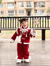 G.DUCKKIDS女童拜年服冬裝女寶寶周歲禮服小童中國風(fēng)漢服兒童冬季過年服童裝 紅色套裝 120 曬單實拍圖