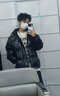 OEMG日系pu皮棉服男女秋冬季美式hiphop復古潮牌棉衣加厚保暖寬松外套 黑色 L 【建議120-135斤】 曬單實拍圖