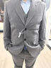羅蒙（ROMON）西裝男新郎結(jié)婚正裝西服套裝三件套商務(wù)休閑禮服英倫風(fēng)彈力修身 中灰色 【上衣+褲子+馬甲】 56/3XL【148-160斤穿】 曬單實拍圖