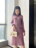 顏域紫色小香風(fēng)連衣裙女裝2024新款秋冬氣質(zhì)裙子中長(cháng)款毛呢連身裙 紫色 S/36 曬單實(shí)拍圖