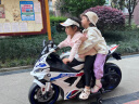 贝多奇（BEIDUOQI）儿童电动摩托大号可坐双人摩托电动车男女小孩乘骑玩具摩托机车 豪配+白色+皮座+软轮+12V12A电瓶 实拍图