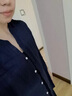 浪莎（LangSha）夏季V領亞麻寬松短袖襯衫女復古藏青色上衣棉麻透氣襯衣顯瘦半袖 藏青色 L 曬單實拍圖