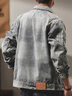 謙集（QIANJI）美式重工水洗牛仔夾克男秋季寬松潮牌大碼男士潮流復(fù)古工裝外套潮 復(fù)古色 L (111-125) 曬單實(shí)拍圖