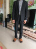 羅蒙旗艦店高檔定制休閑西服套裝男士正裝春秋商務(wù)小西裝結(jié)婚禮服外套 黑色西服+西褲+灰襯衫 L 碼(推薦111-120斤) 曬單實拍圖