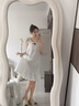 TULX吊帶睡衣女夏季睡裙帶胸墊梭織棉感新款夏天孕婦家居服連衣裙 YZQ_1809#吊帶裙 立體格-白色 L 152-167CM92-120斤 曬單實(shí)拍圖