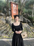 GARNUO黑色連衣裙子女夏季2025年春秋新款法式高級感赫本風長袖收腰長裙 黑色【長袖版】 S【80-100斤】 曬單實拍圖