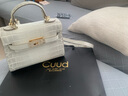 Cuud情人節(jié)禮物包包女包鱷魚紋斜挎小包洋氣凱莉包女mini絲巾手提包 象牙白【送禮品袋】 曬單實(shí)拍圖