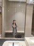 LULUALWAYS夏季新款【絲竹美人】印花改良版收腰旗袍式連衣裙 綠色 M 曬單實拍圖
