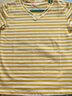 妃麗慕尚（FEILIMUSHANG）2025夏季新款正肩V領(lǐng)條紋短袖T恤女韓版寬松顯瘦遮肚半袖上衣 35條紋-黃色 L 建議95-115斤 曬單實(shí)拍圖