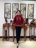 俞兆林（YUZHAOLIN）中老年女裝秋裝針織毛衣洋氣外套紅色本命年婚禮服媽媽裝老人衣服 AX221154 酒紅 （兩件套） XL 【建議90-110斤】 曬單實拍圖