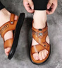 啄木鳥(niǎo)2025新款春天男士涼鞋防滑真皮涼鞋外穿休閑拖鞋涼拖兩用沙灘鞋潮 黃色-卡其 43 曬單實(shí)拍圖