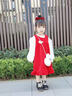 迪士尼女童連衣裙秋冬季兒童洋氣公主裙周歲禮服時(shí)髦寶寶冬 紅色 春秋款加絨 80 cm 曬單實(shí)拍圖