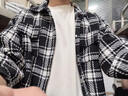 杭潮社小香風(fēng)外套男春秋季三件套高級(jí)感襯衫男裝一整套帥氣夾克休閑套裝 夾克藍(lán)+長(zhǎng)T+休閑褲黑（送項(xiàng)鏈） XL 曬單實(shí)拍圖