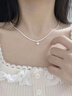 傾愛S925滿天星銀項鏈女生輕奢高級感鎖骨鏈銀飾生日禮物送女朋友 滿天星項鏈-粉色 曬單實拍圖