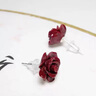 梵蒂莫朱砂玫瑰花耳釘女999銀立體雕刻復古養耳洞耳飾 【999銀】朱砂玫瑰耳釘 曬單實(shí)拍圖