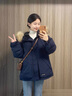 舒芳蝶（shufangdie）加厚羽絨棉服女2025冬季新款韓版休閑寬松大毛領(lǐng)棉衣棉襖保暖外套 藏青色 M 曬單實(shí)拍圖