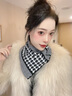 三角圍脖女秋冬季新款針織圍巾護頸保暖防風(fēng)寒假領(lǐng)百搭高級感領(lǐng)巾 黑色千鳥(niǎo)格【針織-套頭圍脖】 曬單實(shí)拍圖