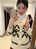 DXOT韓版軟糯櫻桃刺繡長(cháng)袖針織毛衣女2025新款慵懶風(fēng)牛角扣開(kāi)衫上衣潮 米白色 M 45-55kg 曬單實(shí)拍圖