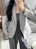 婭麗達高級感氣質(zhì)西裝外套女秋季新款女裝修身短款小西服 灰色(H1) M 曬單實(shí)拍圖