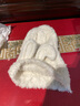 樂(lè )卡利可愛(ài)毛絨兔耳朵帽子女秋冬保暖針織帽護耳顯臉小冷帽包頭帽潮 可愛(ài)毛絨帽女秋冬【純白色】 曬單實(shí)拍圖