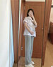 unisunny孕尚孕婦褲夏季外穿直筒闊腿褲全孕期托腹顯瘦打底褲大碼寬松運(yùn)動(dòng)褲子 淺灰【春秋款】 XL【建議120～140斤】 曬單實(shí)拍圖
