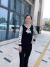 俞兆林（YUZHAOLIN）中老年人女裝春秋外套60歲70奶奶毛呢媽媽冬裝長袖老太太加絨衣服 FFT888003 藍樹葉-單件上衣【春秋款】 3XL (建議102-135斤) 曬單實拍圖