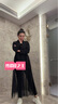 S.DEER圣迪奧冬季女裝休閑撞色條紋網(wǎng)紗拼接長(cháng)款外套S20461810 黑色/91 M/165 曬單實(shí)拍圖