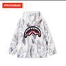 SPRAYGROUND2025冬季滿(mǎn)印鯊魚(yú)嘴加厚毛毛外套男女雙拉鏈連帽棉服 淺灰色 M 曬單實(shí)拍圖