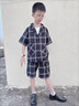 G·DUCK KIDS小黃鴨男童夏裝套裝三件套2025新款兒童夏季短袖西裝三件套帥氣休黑格【外套+褲子+背心】110 曬單實(shí)拍圖