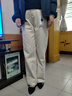 定原米白色純棉軟牛仔直筒褲女2025新款寬松女褲秋冬季窄版高腰闊腿褲 米白色加長(cháng)【春秋款】 3XL /31【135-145斤】 曬單實(shí)拍圖