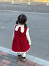幼歌（YOUGE）嬰幼兒新款復(fù)古兩色小兔子毛邊貼布繡加絨無袖背心裙潮 紅小兔 90 cm 曬單實(shí)拍圖