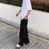 啄木鳥(niǎo)褲子男春夏季新款男士純色直筒休閑褲青少年垂感西褲男生運動(dòng)長(cháng)褲 黑色 XL 曬單實(shí)拍圖