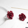 梵蒂莫朱砂玫瑰花耳釘女999銀立體雕刻復古養耳洞耳飾 【999銀】朱砂玫瑰耳釘 曬單實(shí)拍圖