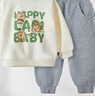拉比男女童套裝秋季兒童圓領(lǐng)服套裝衛(wèi)衣褲子寶寶嬰兒 花灰 110 cm 曬單實(shí)拍圖