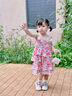 幼歌（YOUGE）嬰幼兒夏季新款裙子碎花吊帶連衣裙輕薄透氣柔軟蛋糕裙 粉花 90 cm 曬單實(shí)拍圖