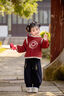 班喜迪男童漢服套裝秋冬裝周歲寶寶禮服兒童國風(fēng)新年唐裝女童過年拜年服 紅色 80 cm 曬單實(shí)拍圖